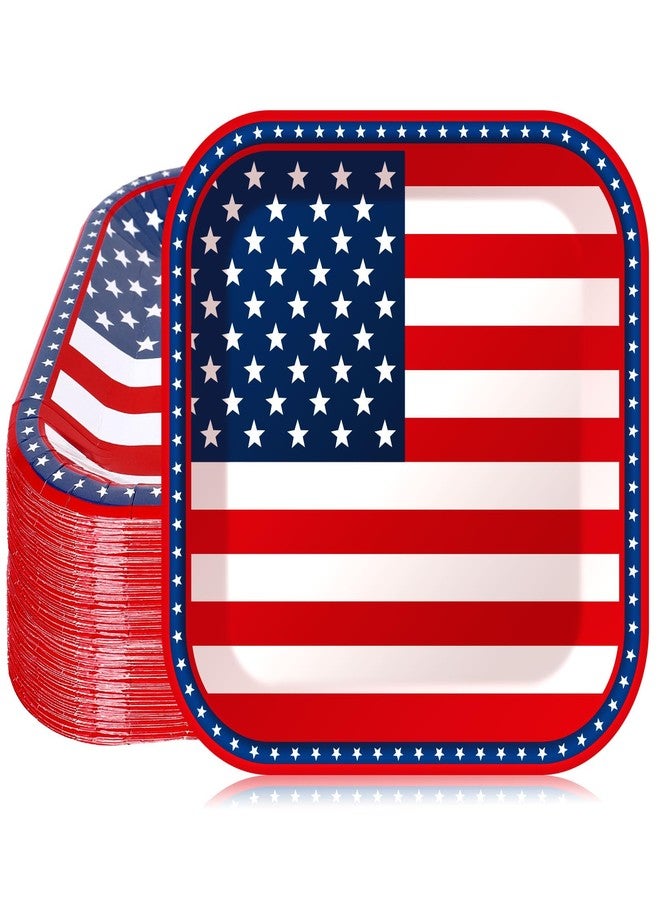Whaline 40Pcs 9 Inch Patriotic Paper Plates American Flag Square Disposable Plates 4th of july Decoration Party Tableware Dinnerware for Independence Day Birthday Party Supplies Table Decor - Image 1