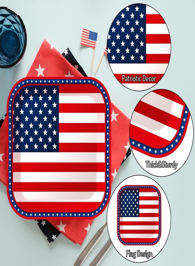 Whaline 40Pcs 9 Inch Patriotic Paper Plates American Flag Square Disposable Plates 4th of july Decoration Party Tableware Dinnerware for Independence Day Birthday Party Supplies Table Decor - Image 3