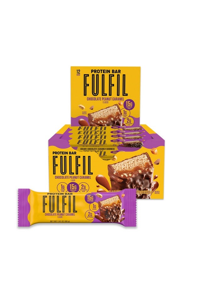 FULFIL Protein Snack Bars, Chocolate Peanut Caramel, 15g Protein, Pantry Staples, 12 Count - Image 1