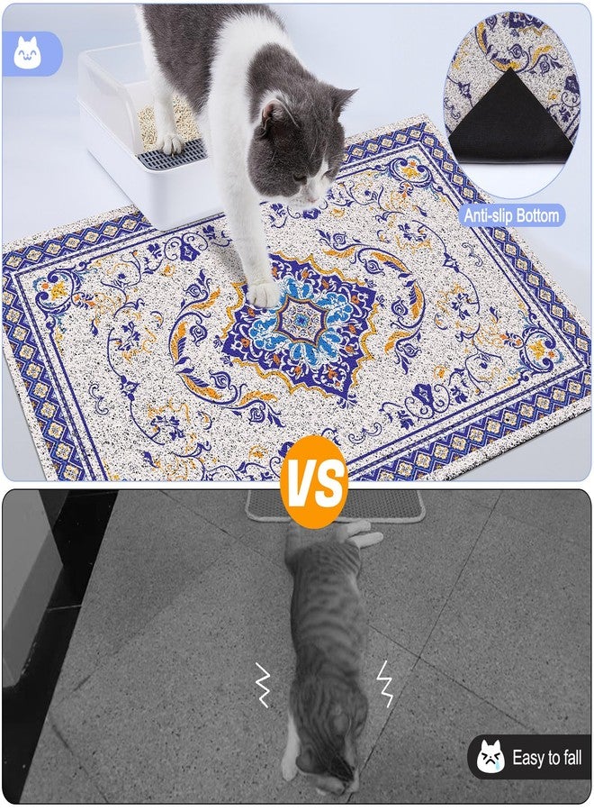 Glittme Cat Litter Mat with Non-slip Bottom Litter Box Mat Waterproof Litter Trapping Mat Easy to Clean Washable Cat Food Mat for Kitty,S - Image 5