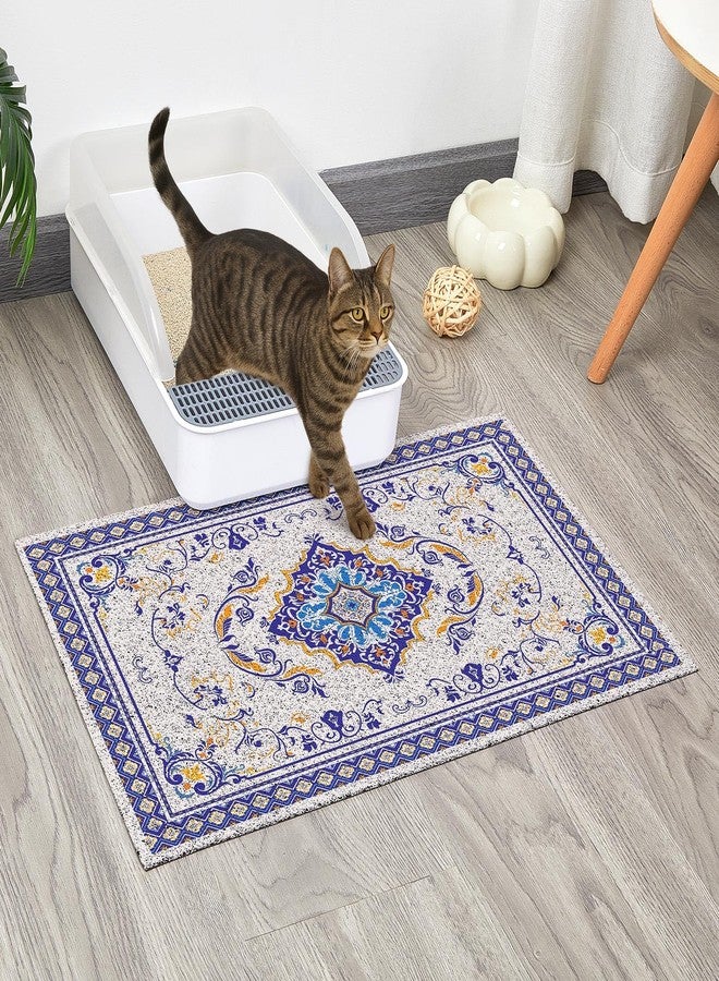 Glittme Cat Litter Mat with Non-slip Bottom Litter Box Mat Waterproof Litter Trapping Mat Easy to Clean Washable Cat Food Mat for Kitty,S - Image 2