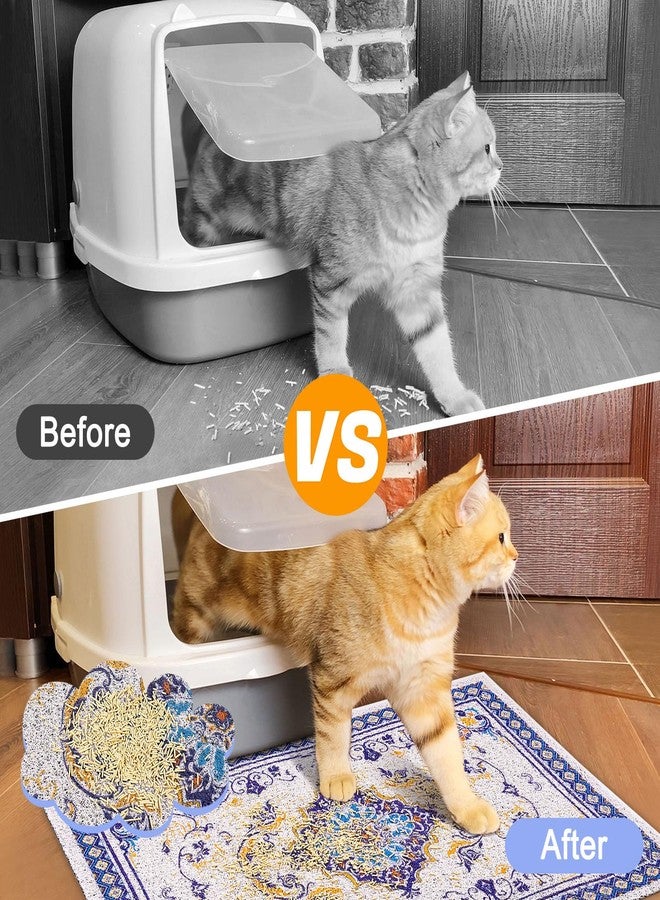 Glittme Cat Litter Mat with Non-slip Bottom Litter Box Mat Waterproof Litter Trapping Mat Easy to Clean Washable Cat Food Mat for Kitty,S - Image 3