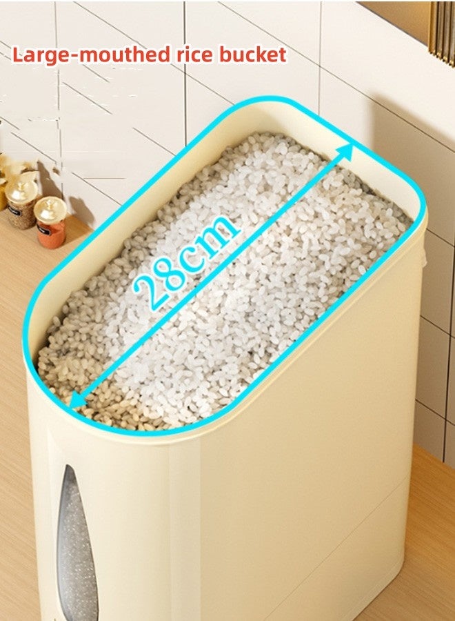 JCB CHIC حاوية الأرز، موزع الأرز، حاوية تخزين الأرز، حاوية تخزين الأرز، دلو أرز محكم الإغلاق مقاوم للرطوبة، دلو أرز جاف لحبوب الطعام الجافة لحفظ الأرز في المطبخ، خالٍ من مادة BPA (ZC-8510-1- 10 كجم) - Image 3