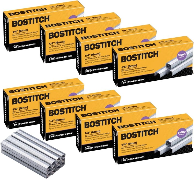 بوستيتش دبابيس Office B8 PowerCrown مقاس 0.25 بوصة، عبوة تحتوي على 40,000 دبوس (STCRP21151/4-8)، فضي - Image 1