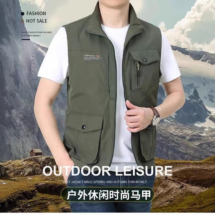 'S Popular Outdoor Vest Men'S Multi-Bag Quick-Drying Vest Japanese And Korean Military Workwear Functional Waistcoat Jacket - Image 3