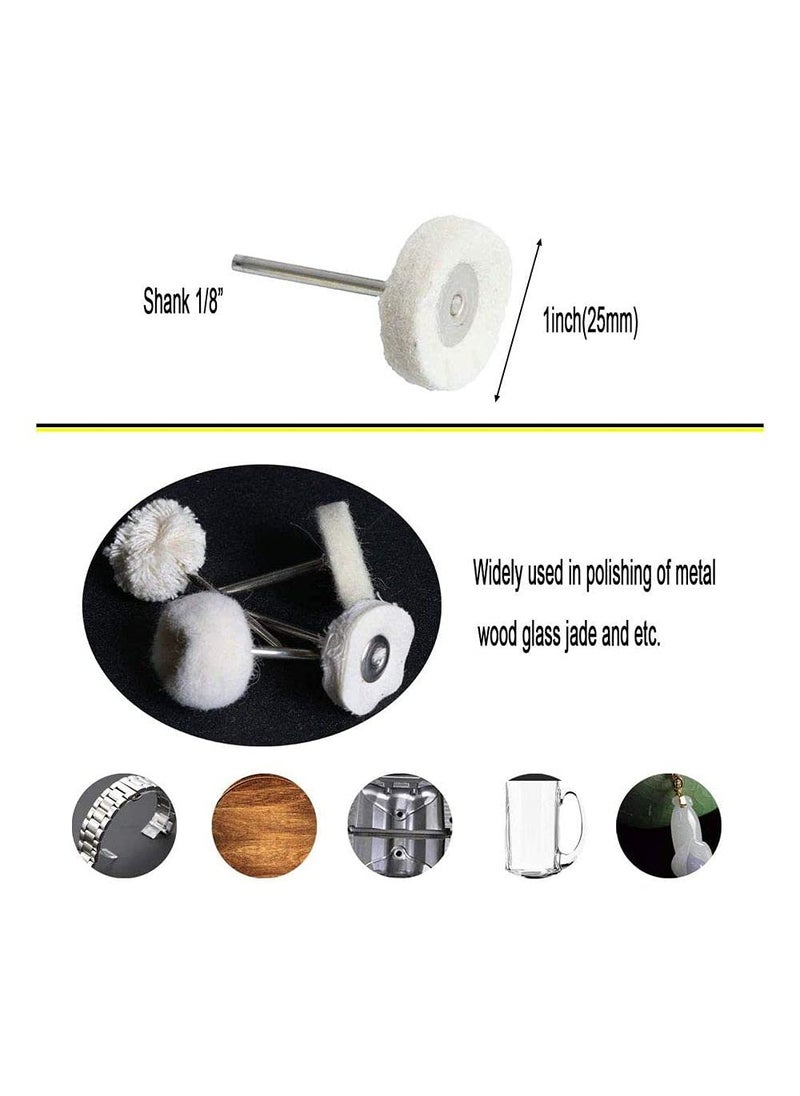 DIY Crafts DIY Crafts CTDIYHI32787 1 inch Polishing Buffing Wheel Set for DremelWool Felt Cotton Mounted 3mm Shank for Rotary Tool  - Image 2