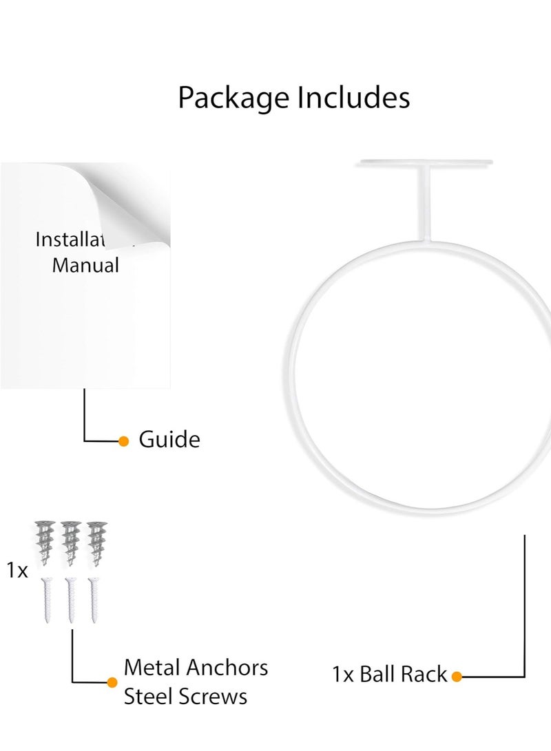 Generic COOLBABY wall mounted basketball, soccer, ball rack organization and storage rack, metal white  - Image 4
