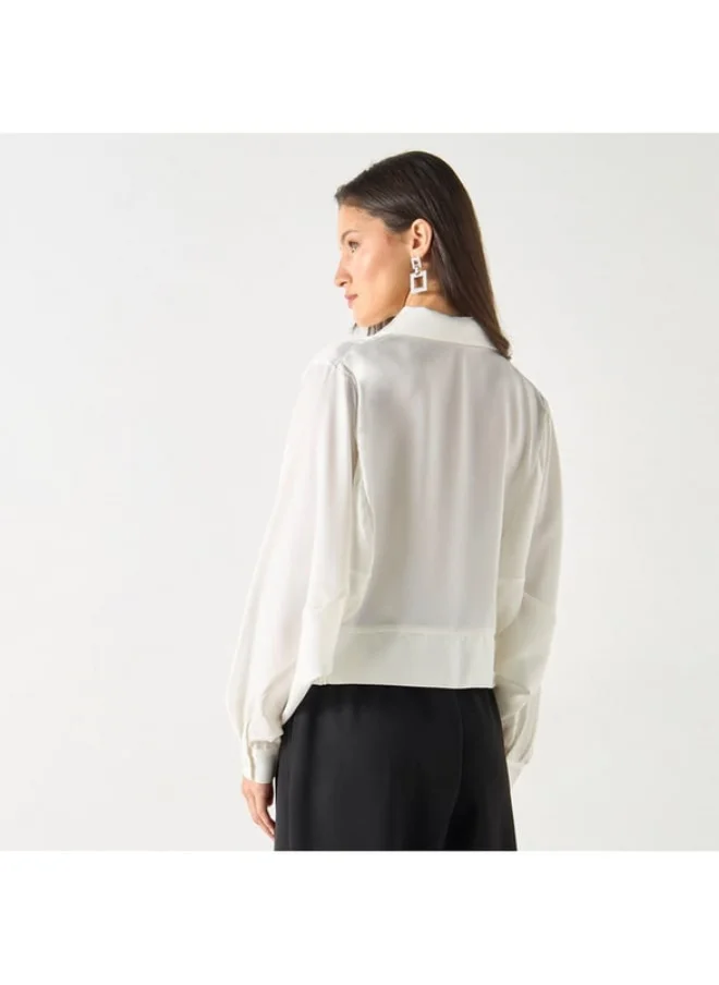 2Xtremz 2Xtremz Bead Embellished Shirt with Bishop Sleeves and Button Placket