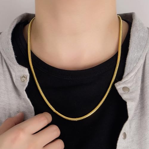 Dankadi Italy 925 Sterling Silver Snake Chain Necklace Men Women 3MM4MM Rolo Link Round Chain Chokers 18 20 22 24 26 28 30 Unisex Fine Jewelry Gift 4MM Gold 16 inches - Image 3