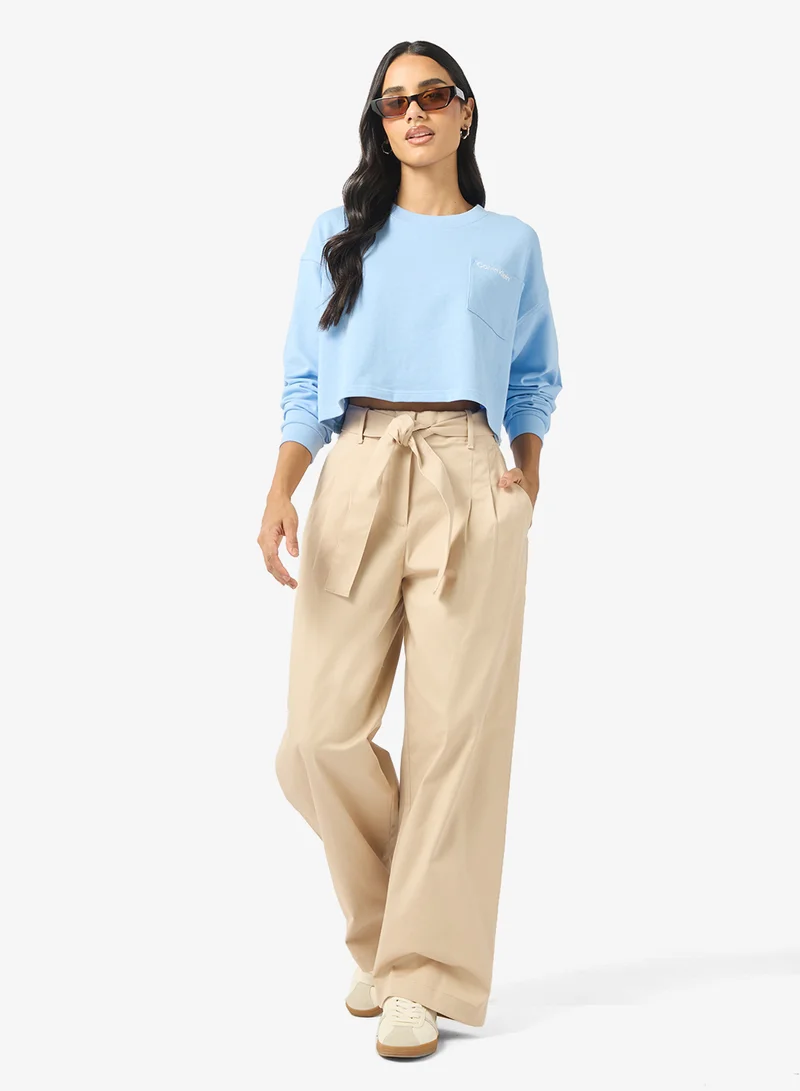 CALVIN KLEIN Logo long Sleeve Cropped Top