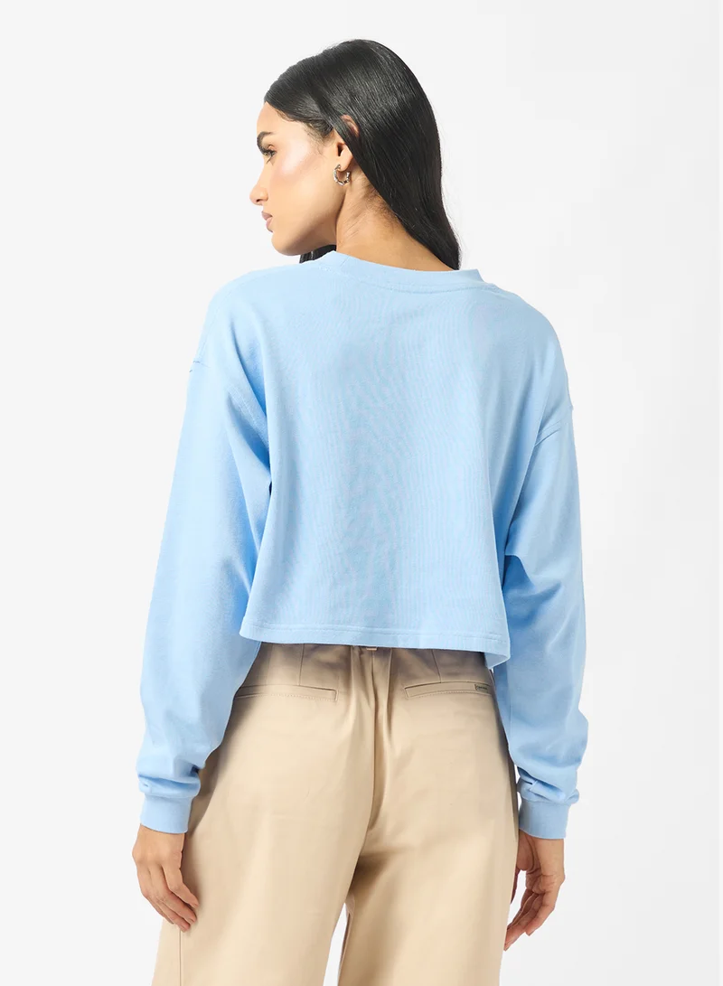 CALVIN KLEIN Logo long Sleeve Cropped Top
