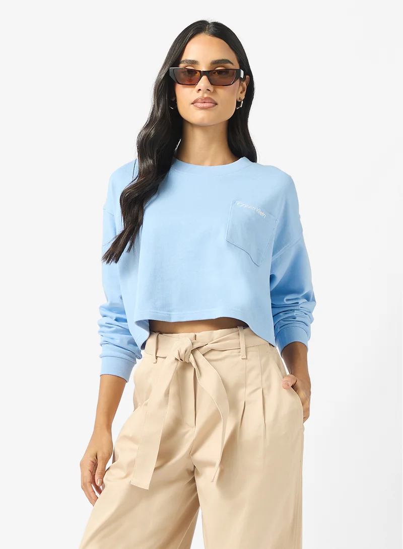 CALVIN KLEIN Logo long Sleeve Cropped Top