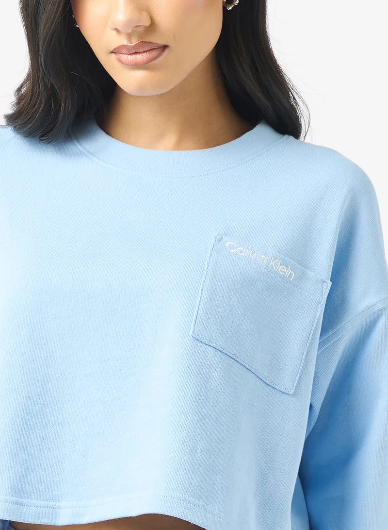 CALVIN KLEIN Logo long Sleeve Cropped Top