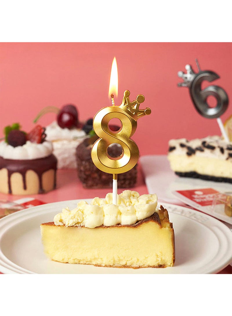 l&wen Crown Birthday Candles, Metallic Number Candles with Holders, Glitter Party Candles for Birthday, Wedding, Anniversary, Party Decorations (Number 3, Gold) - Image 3