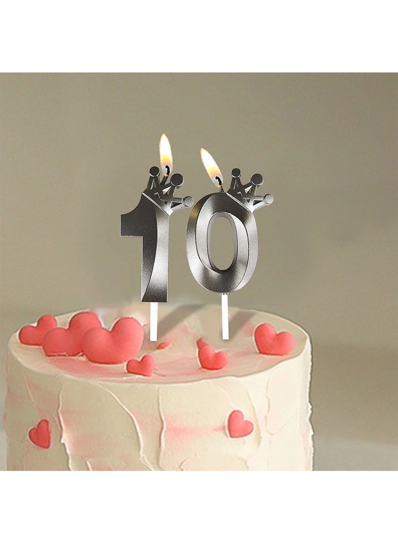 l&wen Crown Birthday Candles, Metallic Number Candles with Holders, Glitter Party Candles for Birthday, Wedding, Anniversary, Party Decorations (Number 3, Gold) - Image 4