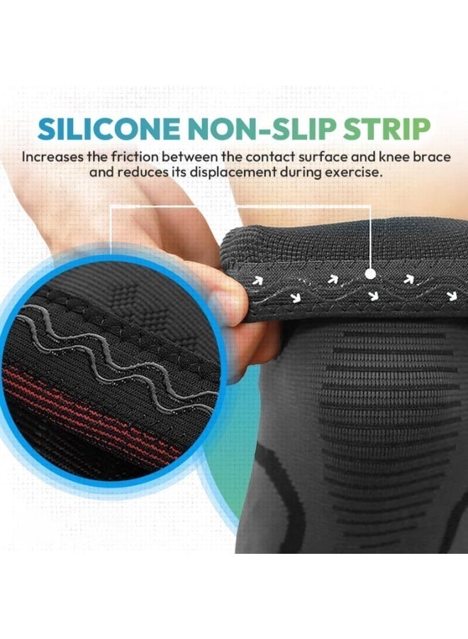 AZMARO 2PCS Knee Compression Sleeves, Anti-Slip Breathable Knee Support Brace for Men & Women, Pain Relief for Arthritis & Joint Injuries, Sports Knee Pads for Running, Cycling, Basketball, Gym (Size L) - Image 5