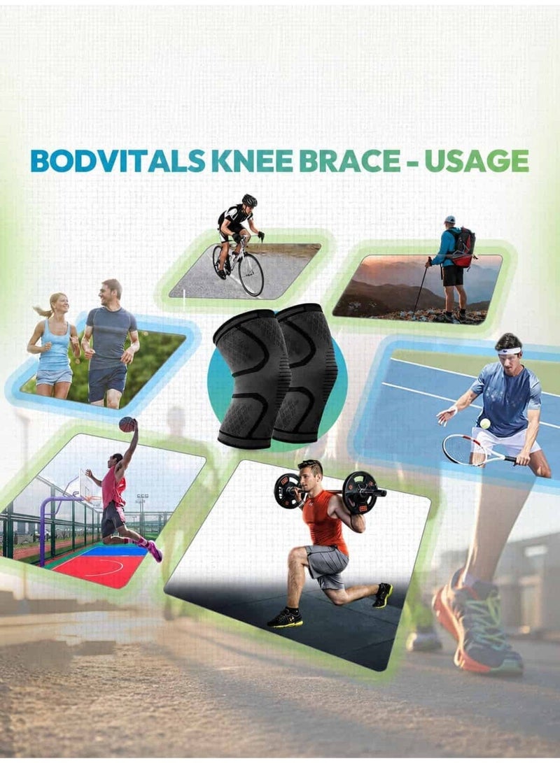 AZMARO 2PCS Knee Compression Sleeves, Anti-Slip Breathable Knee Support Brace for Men & Women, Pain Relief for Arthritis & Joint Injuries, Sports Knee Pads for Running, Cycling, Basketball, Gym (Size L) - Image 4