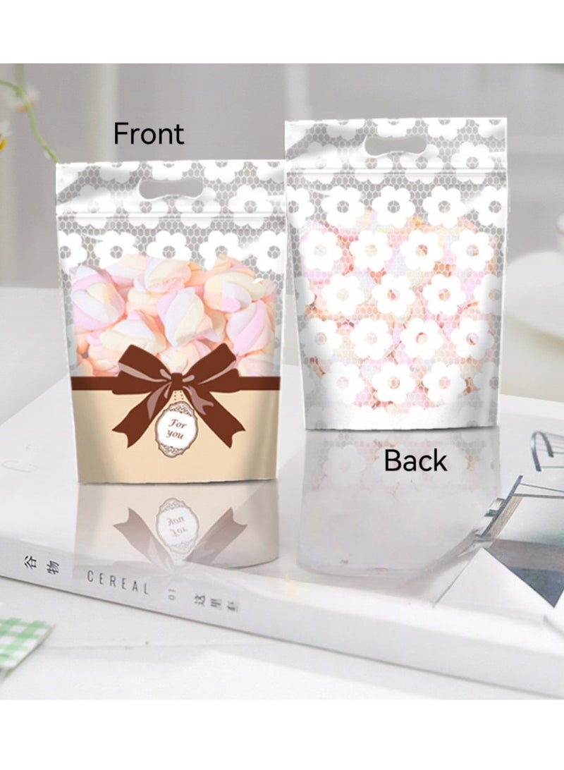 50pcs Bow Design In 2 Colors Ziplock Bags, Stand Up Bags for Snacks, Candies, Biscuits Gift packaging - Image 3