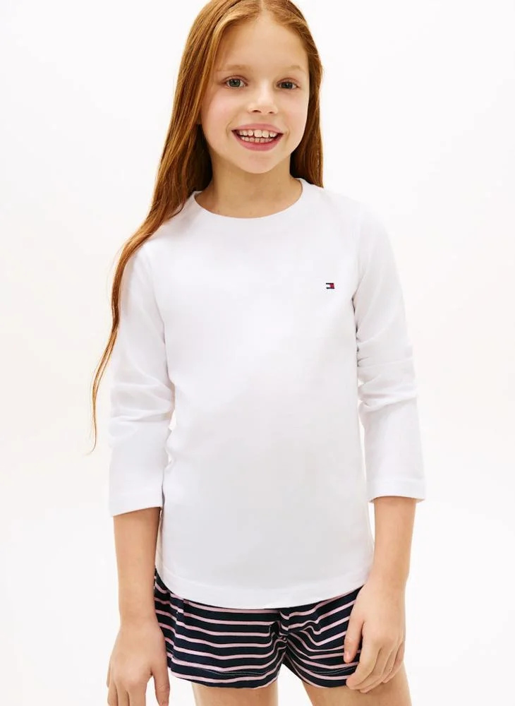 Tommy Hilfiger Light Pink/White 2-Pack Signature Flag Long Sleeve Lounge T-Shirts for Women | Best Price UAE