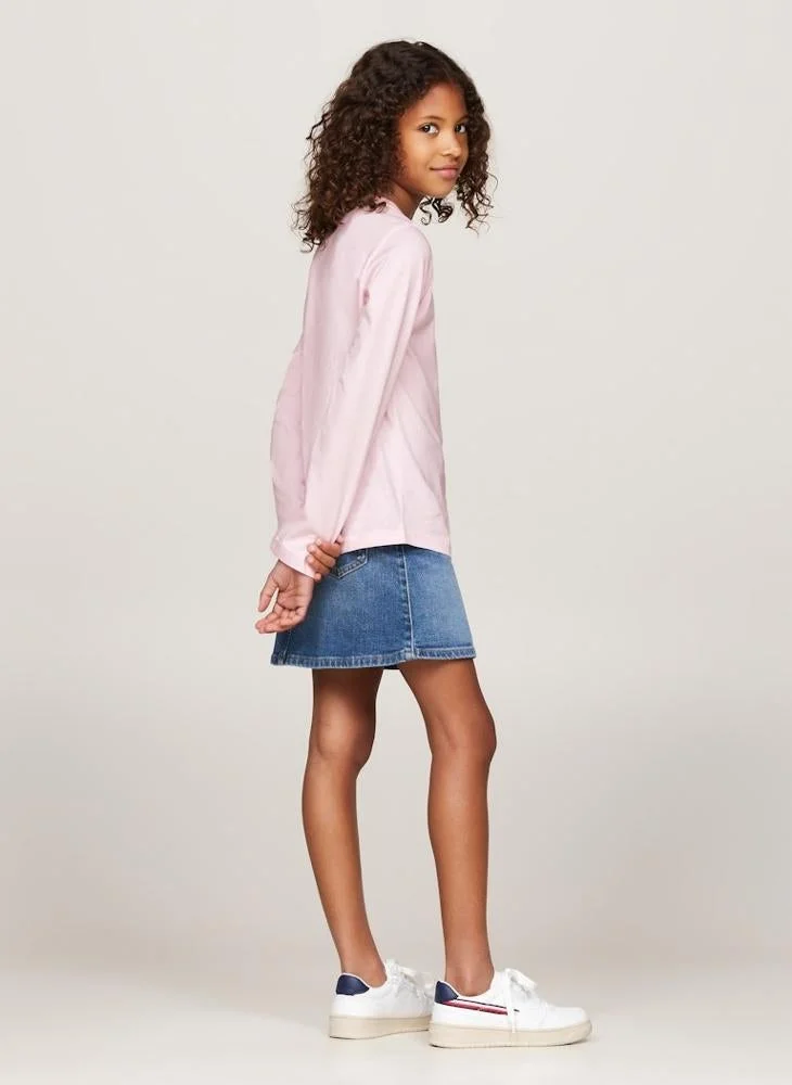 Tommy Hilfiger Light Pink/White 2-Pack Signature Flag Long Sleeve Lounge T-Shirts for Women | Best Price UAE
