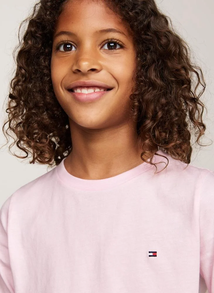 Tommy Hilfiger Light Pink/White 2-Pack Signature Flag Long Sleeve Lounge T-Shirts for Women | Best Price UAE