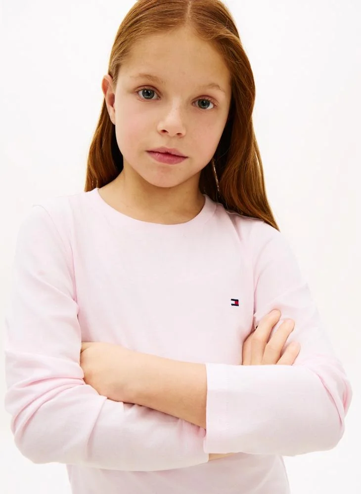 Tommy Hilfiger Light Pink/White 2-Pack Signature Flag Long Sleeve Lounge T-Shirts for Women | Best Price UAE
