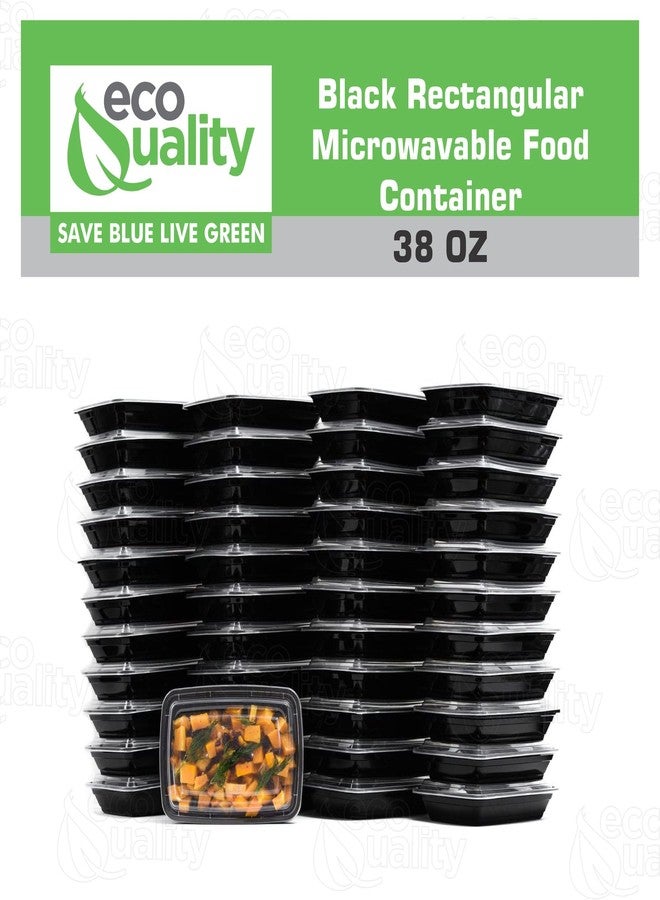 EcoQuality 38 oz Reusable Food Storage 10 Pack Containers with Lids by EcoQuality - Rectangular BPA Free Freezer, Microwave & Dishwasher Safe - Airtight & Watertight Stackable, Lunch Meal Prep, To-Go, Bento Box - Image 4