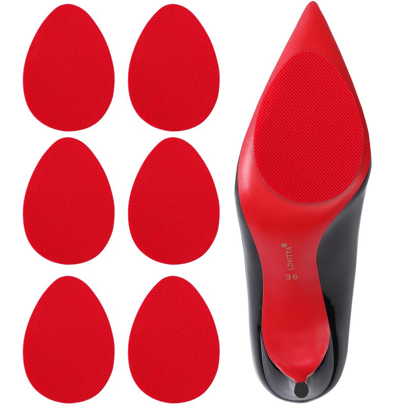 Ashoesert Red Sole Protector,Red Bottoms Sole Protector,Shoe Grips on Bottom of Shoes, Shoe Sole Protector, Anti Slip Shoe Grips,Non Slip Shoe Pads,Red Bottom Stickers for Shoes (Red - 3 Pairs) - Image 1