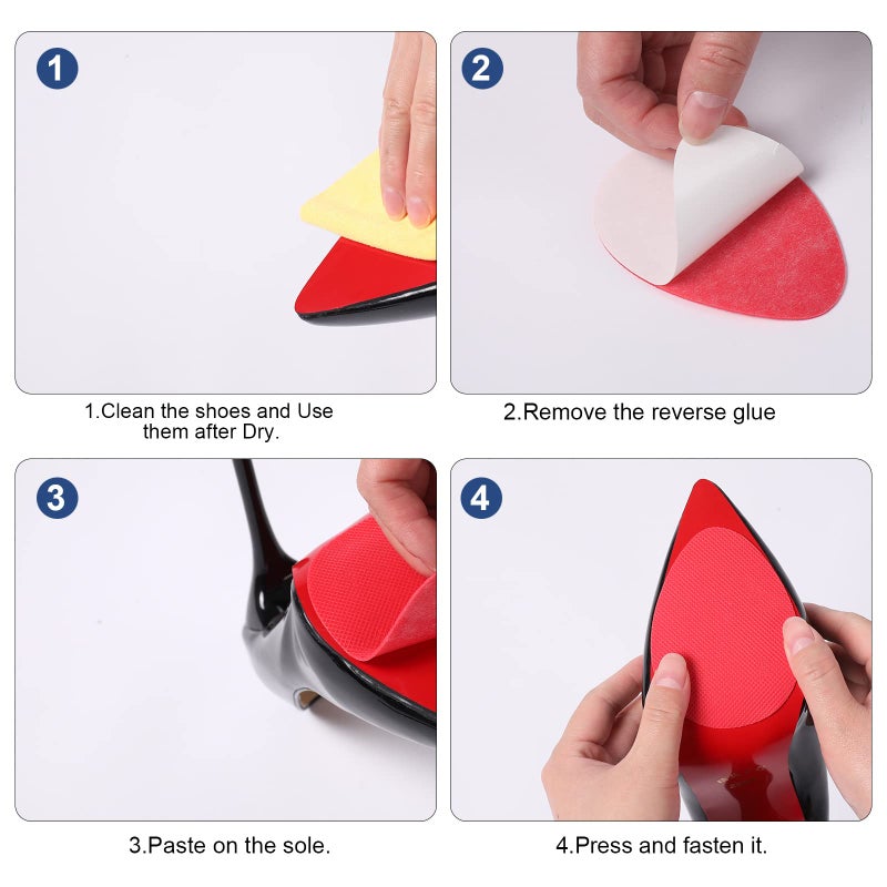 Ashoesert Red Sole Protector,Red Bottoms Sole Protector,Shoe Grips on Bottom of Shoes, Shoe Sole Protector, Anti Slip Shoe Grips,Non Slip Shoe Pads,Red Bottom Stickers for Shoes (Red - 3 Pairs) - Image 2