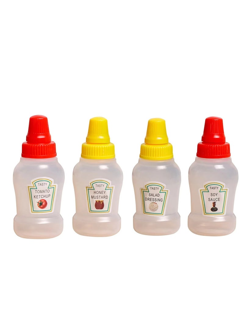Generic - 4Pcs Mini Condiment Squeeze Bottles 25ml Honey/Ketchup/Soy Sauce/Salad Dressing Dispensers Lunchbox Squeezable Containers Jars - Image 1