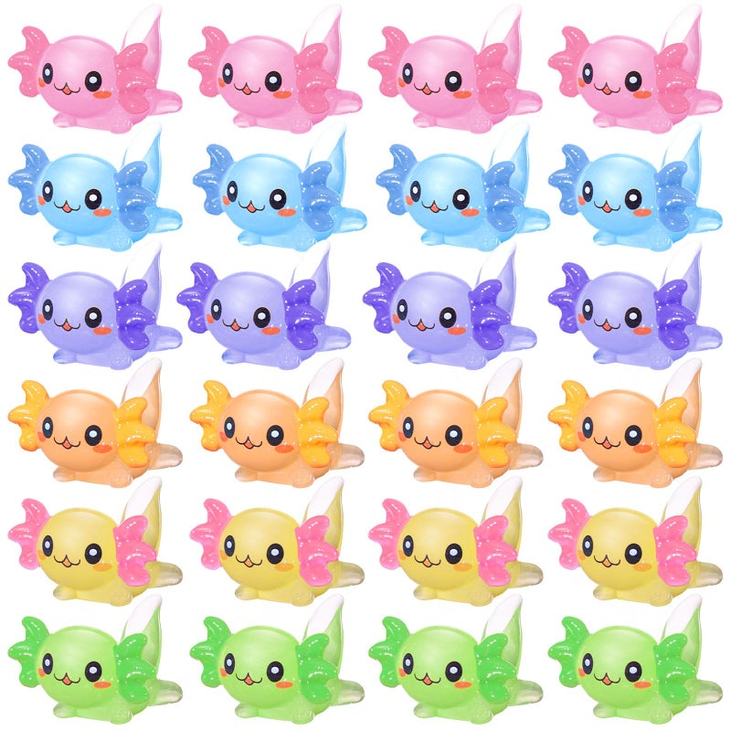 Junkin 48 Pcs Mini Axolotl Figures Charms Miniature Resin Axolotl Figurines Tiny New Animal Figures Ornament for Valentines Fairy Garden Landscape Aquarium Potted Birthday Dollhouse Party Decor - Image 2