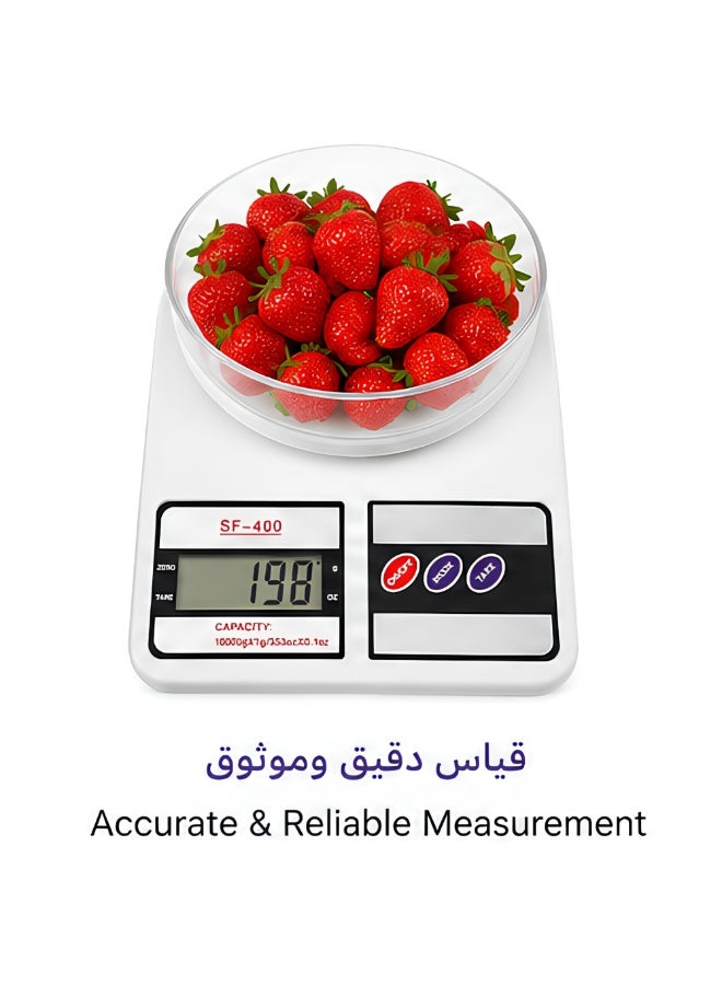 ميزان مطبخ إلكتروني رقمي عالي الدقة حتى 10 كجم بدقة 1 جم مع شاشة LCD ووظيفة التصفير (Tare) – مثالي للطبخ والخبز وتحضير القهوة والوجبات الصحية - Image 1