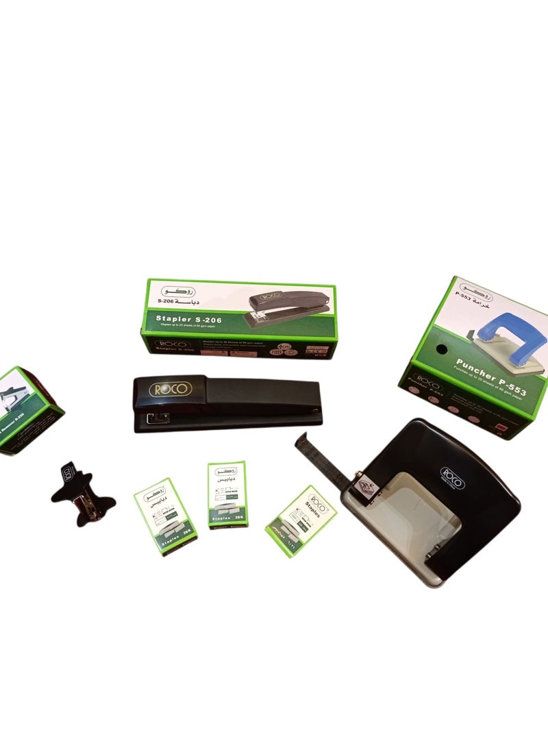 ROCO Office stapler with staple remover, Three packs of pins, and Medium size punch - Image 2