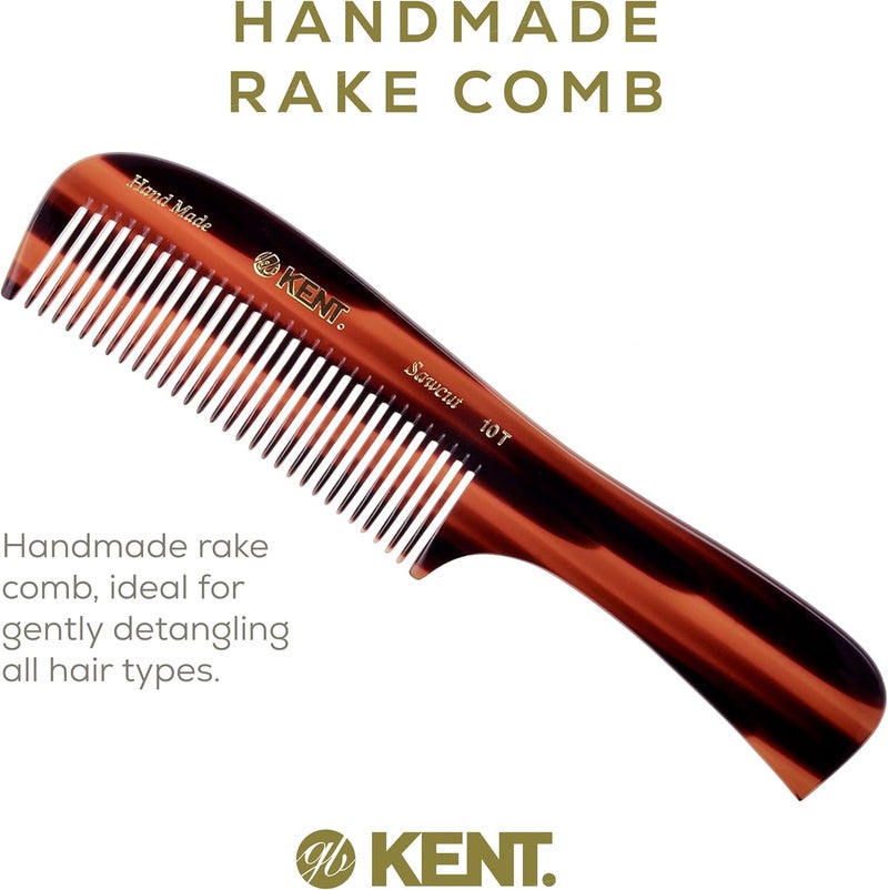 Kent 10T Handmade Large Handled Rake Comb - Wide Tooth Comb for Effortless Detangling of All Hair Types - Image 3