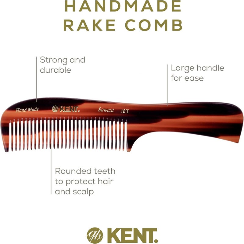 Kent 10T Handmade Large Handled Rake Comb - Wide Tooth Comb for Effortless Detangling of All Hair Types - Image 4