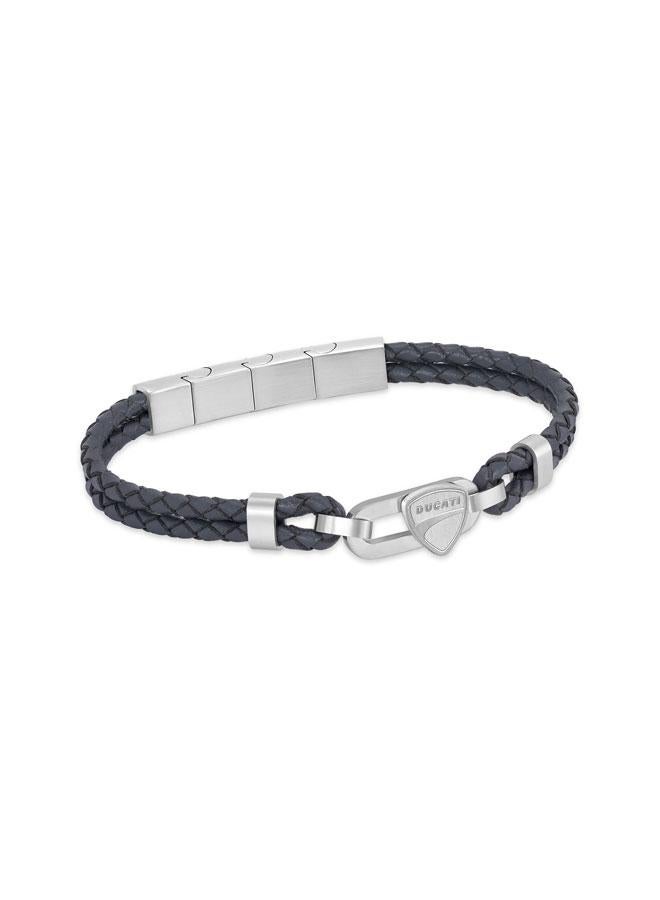 Ducati Nitro Silver Stainless Steel Grey Braided Leather Bracelet for Men 180mm - Image 2