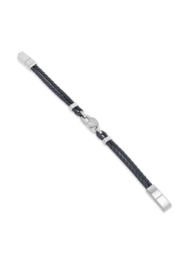 Ducati 180 Nitro Silver Stainless Steel Grey Braided Leather Bracelet for Men 180mm for Men | Best Price UAE