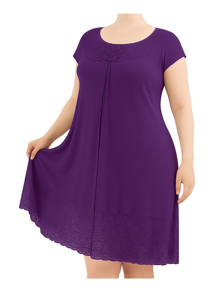 Elegant Women's Home Wear Dress with Soft Imported Lace, Loose Fit Lounge Dress, Breathable Casual Night Dress for Women, Width 40 cm, Length 110 cm, One Size Fits Up to 90 KG