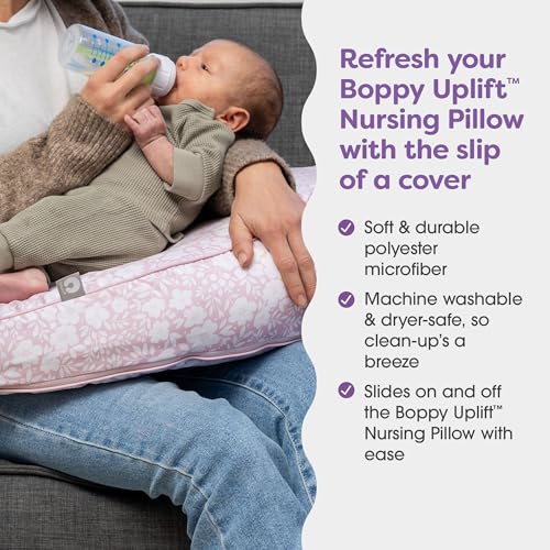 Boppy Uplift Nursing Pillow Cover Soft Washable Microfiber Bottle Breastfeeding Pillow Cover with Belt Uplift Feeding Pillow Sold Separately Pink Frost Floral - Image 3