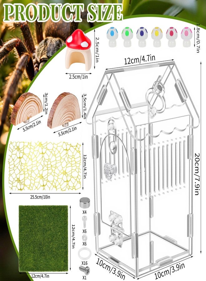 Hysagtek Jumping Spider Enclosure, Acrylic Arboreal Tarantula Enclosure Small Reptile Terrarium with Magnetic Door, Clear Jumping Spider Enclosure Accessories - Image 3