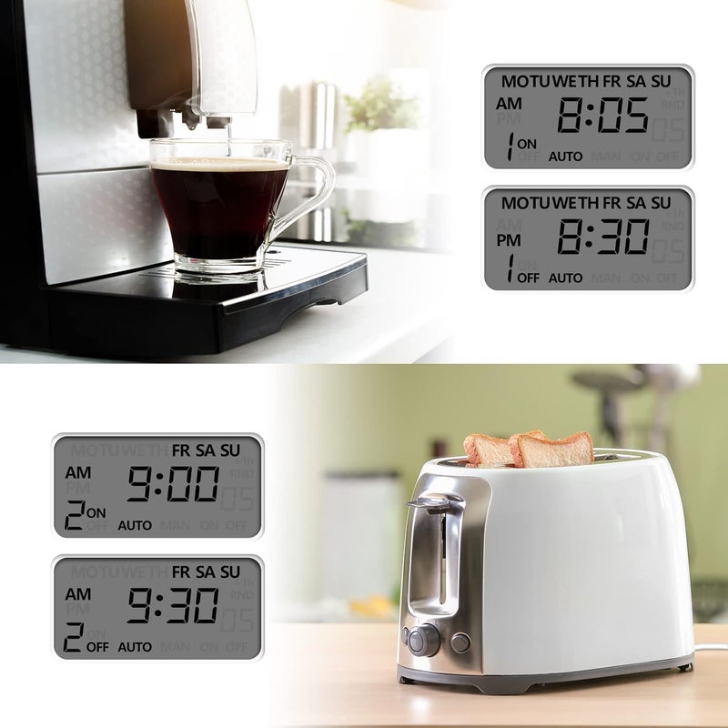 BN-LINK Indoor Digital Timer Outlet, Single Outlet 7 Day Programmable Light Switch, 3 Prong Plug in Timers for Electrical Outlets, Lamps, Fans, 8 On/Off Programs, 1 Pack, 15A/1875W, ETL Listed - Image 5