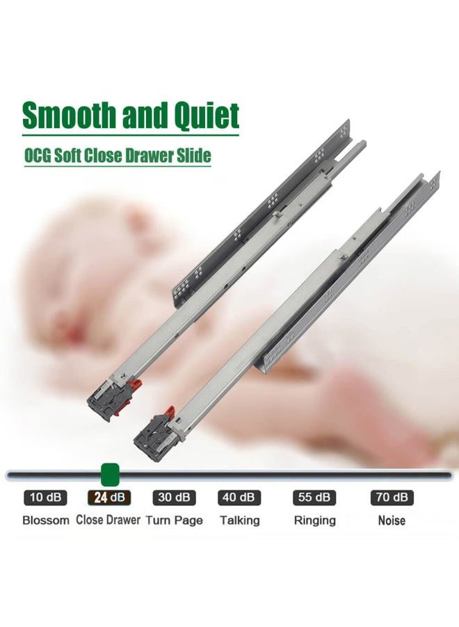 OCG Full Extension Undermount Drawer Slides 18 inch (1 Pair), Soft Close Concealed Drawer Runners, Come with Mounting Screws and Brackets - Image 2