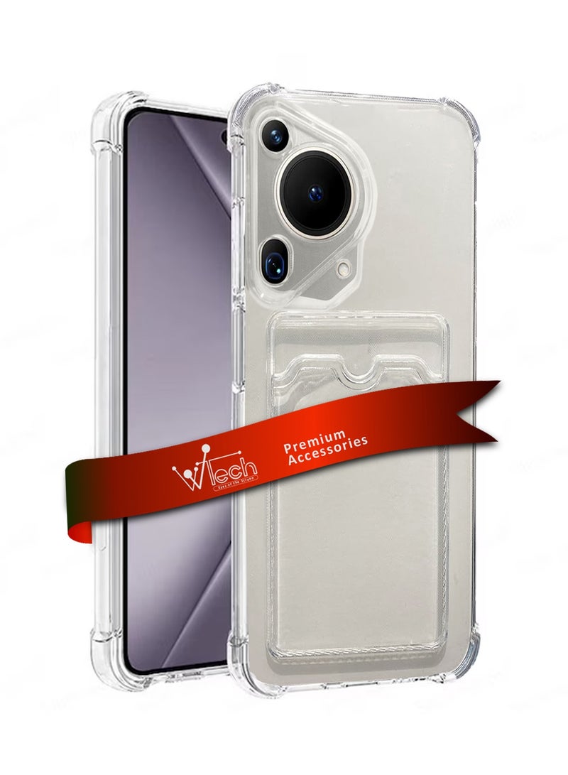 Wtech TPU Bumper Corners Hard PC With Card Holder Case Cover For Huawei Pura 70 Ultra 5G 2024 Clear  - Image 1