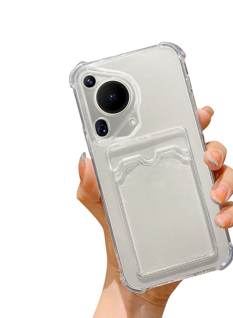 Wtech TPU Bumper Corners Hard PC With Card Holder Case Cover For Huawei Pura 70 Ultra 5G 2024 Clear  - Image 3