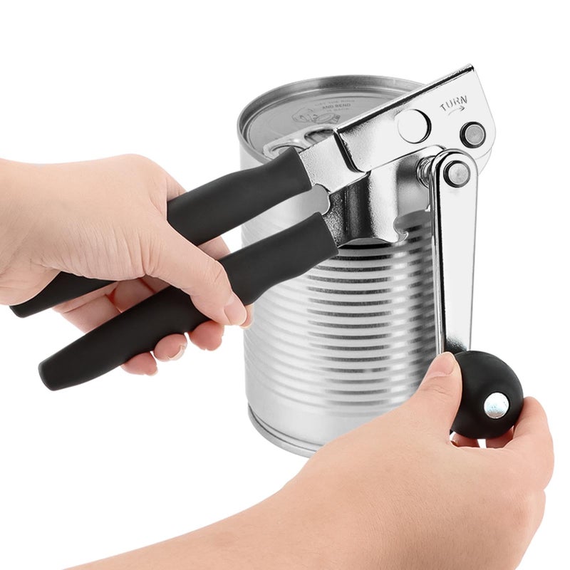 Loyanger Commercial Can Opener, Handheld Can Opener Easy for Big Cans, Manual Heavy Duty Crank Jar Openers, Folding Hand Crank Bottle Openers With Comfortable Long Handles for Seniors(COLOR:Black) - Image 1