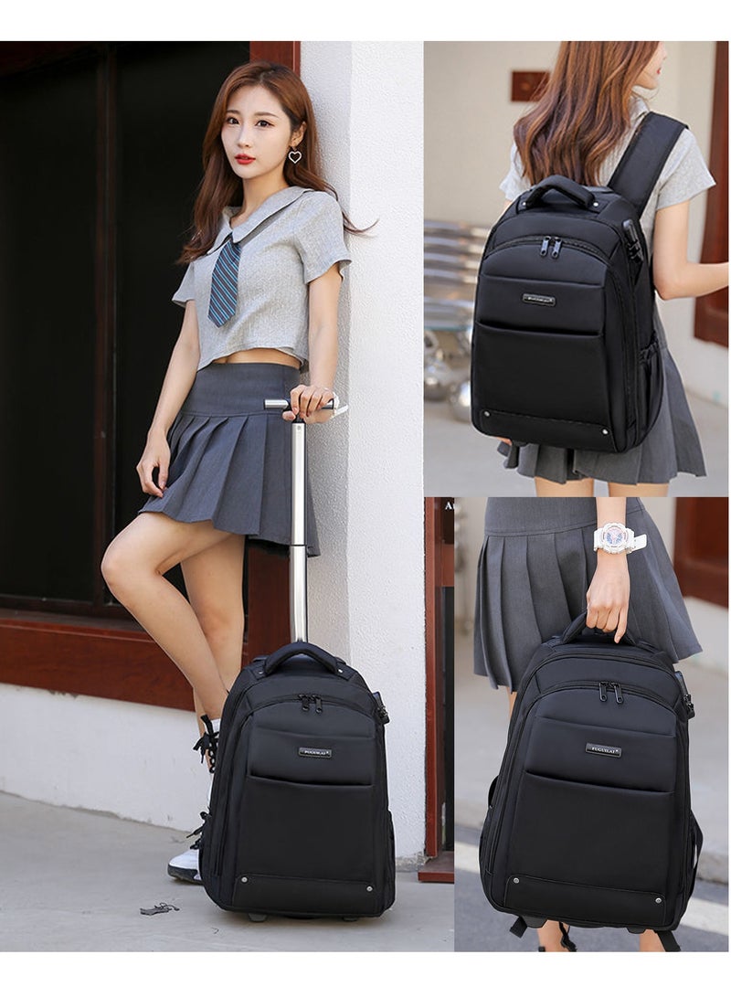 18 Inch Trolley Backpack, Carry-on Luggage Wheeled Laptop Business Travel Office Backpack Students Schoolbag, Water Resistant & Lockable &Hidden shoulder straps Rolling Backpack  - Image 2