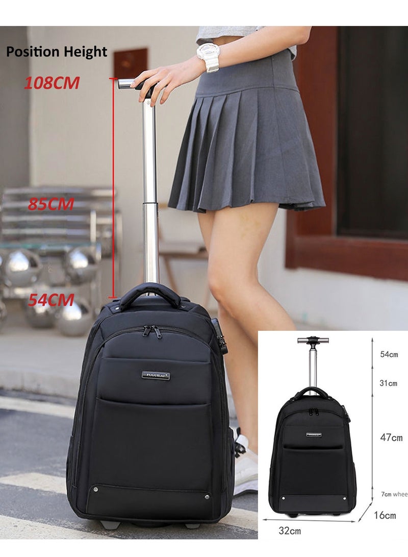 18 Inch Trolley Backpack, Carry-on Luggage Wheeled Laptop Business Travel Office Backpack Students Schoolbag, Water Resistant & Lockable &Hidden shoulder straps Rolling Backpack  - Image 4