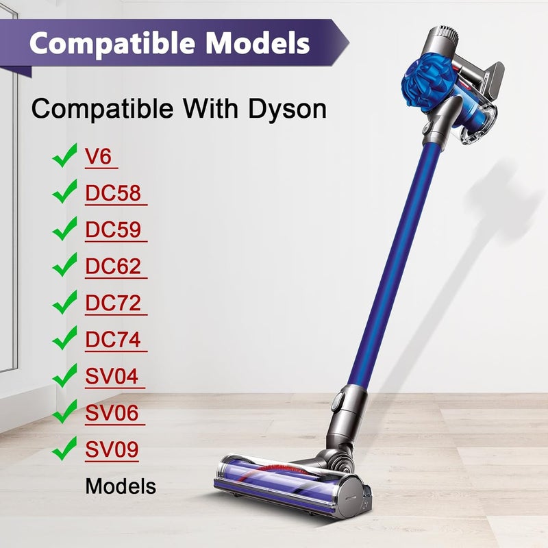 Coodss Quick-Release Motorhead Cleaner for Dyson V6 DC58 DC59 DC62 DC72 DC74 Vacuums Models Cleaner Head Dyson SV04 SV06 SV09 Replacement Part Electric Head for Hardwood Floor Carpets - Image 4