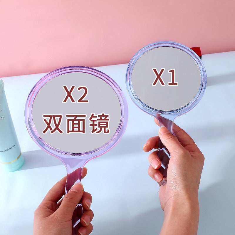 Small Fashion Plastic Handle Double-Sided Mirror Makeup Mirror Manufacturers Promotional Handheld Magnifying Mirror Princess Mirror - Image 2