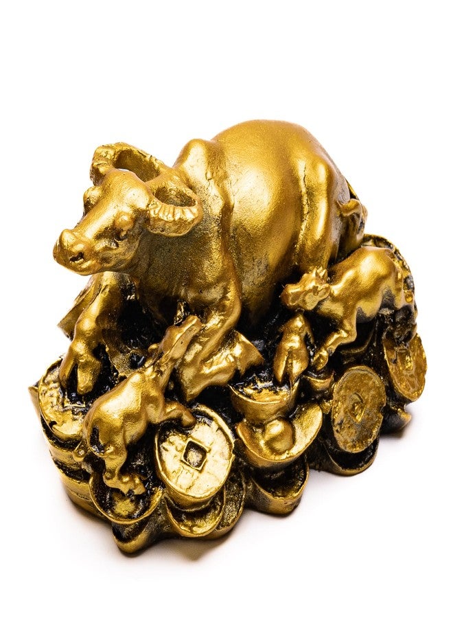 Plus Value Feng Shui Wish Cow Vastu Items Products for Home, Office Decor Showpiece Statue (3 Inch, Fiber, Gold Painted) - Image 4